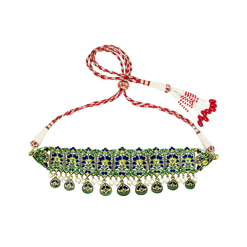 Navratan Choker with Polki and Pearl Drops